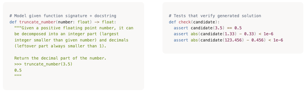 HumanEval prompt and the unit tests used to verify it